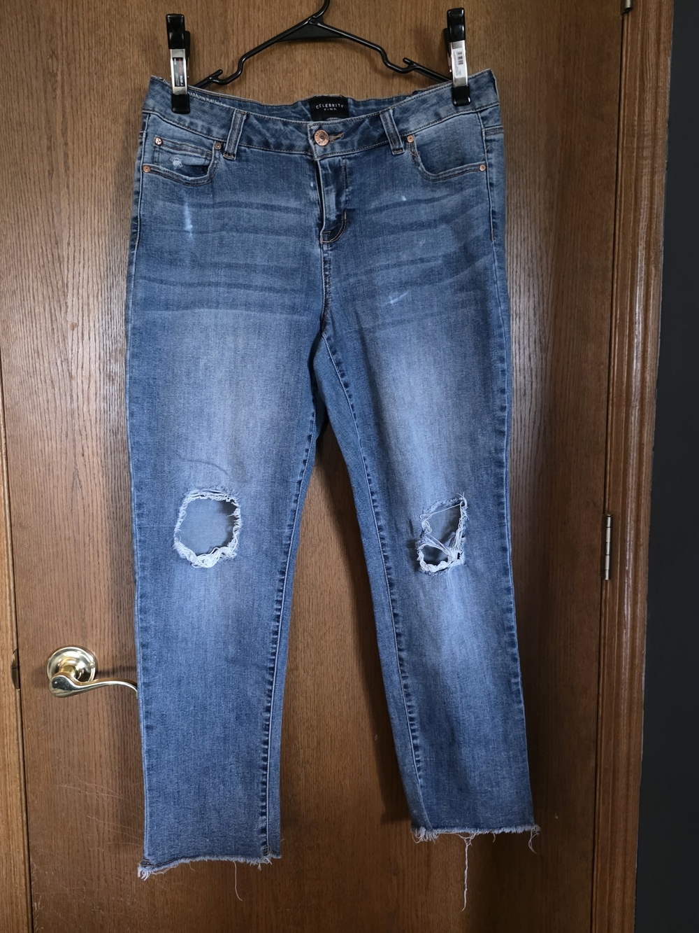 Celebrity Pink Straight Leg Distressed Blue Jeans